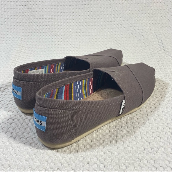 Toms Classic Ash Gray Canvas Aztec Liner Slip On Shoes Women's Size 6; Excellent - Picture 5 of 14